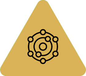 A yellow triangle with an image of a circle in the middle.