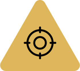 A triangle with an image of a target in the middle.