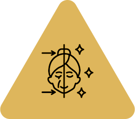 A yellow triangle with an image of a person 's face.